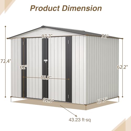 Outdoor Storage Shed, Heavy-Duty All-Weather Tool Shed with Lockable Doors C3585