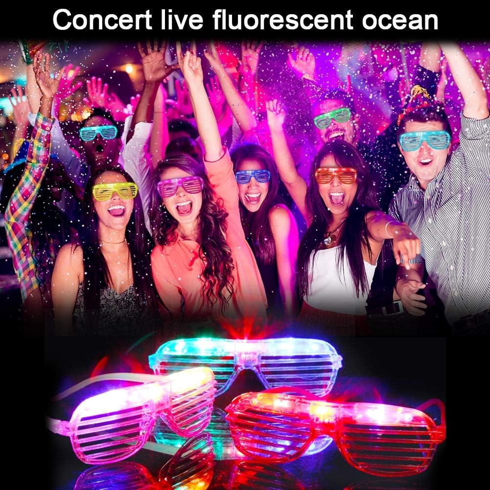 20 Pack LED Glow Glasses Party Supplies Neon Flashing Shades M60890