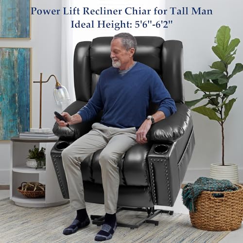 Power Lift Recliner Chair for Elderly with Heat and Massage, Adjustable Positions, Dark Brown P618617