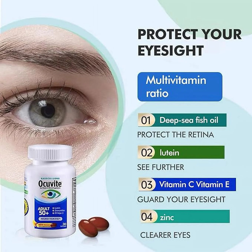 Adult 50+ Eye Vitamin & Mineral Supplement with Lutein, Zinc & Omega-3, 150 Softgels L9406