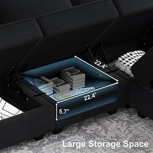 Modular Velvet Sectional Sofa with Chaise Lounge and Storage X4138