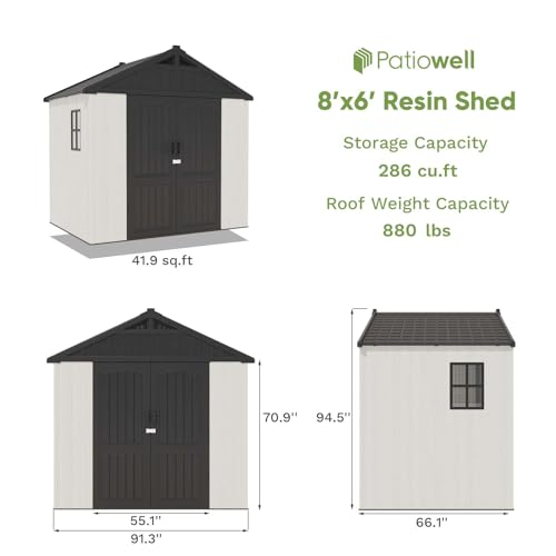 Outdoor Plastic Storage Shed with Floor, Window and Lockable Door A4787