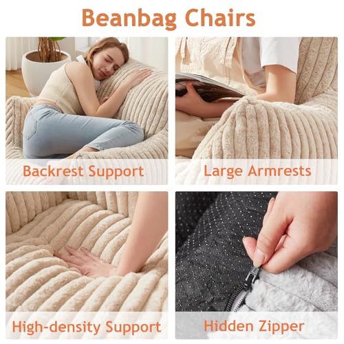 Plush Bean Bag Chair with Armrests for Adults and Teens M473