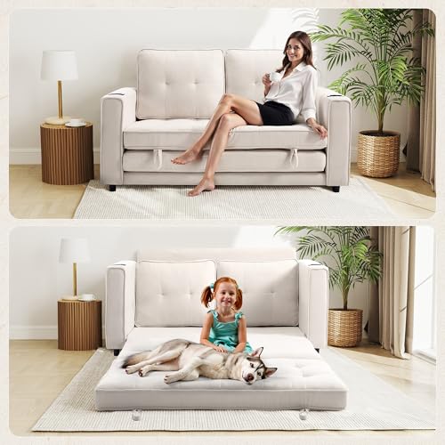 Sleeper Sofa Bed Convertible Futon for Small Spaces, Dark Blue F79197