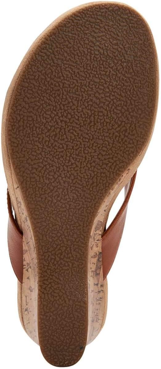 Patent Thong Wedge Sandals Brown 9 Medium S226