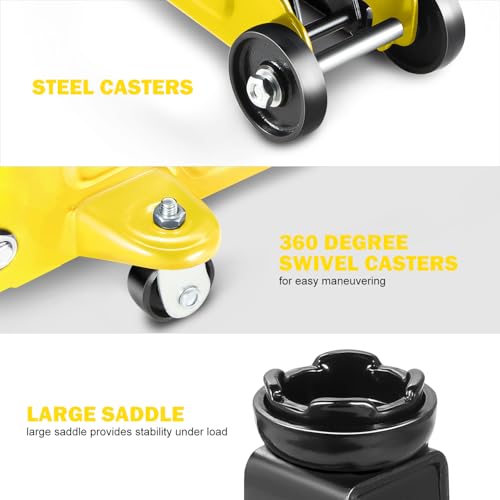 Floor Jack 3 Ton Capacity, Low Profile Heavy Duty Hydraulic Car Jack, Lifting Range 3"-20" O821