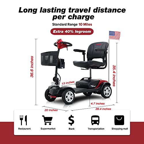 Electric Mobility Scooter for Seniors, Compact Heavy Duty Travel Scooter with Cup and Phone Holder Y70781