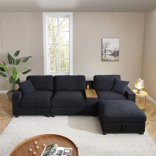 Modular Sectional Sofa with Ottoman, U-Shaped Lounge Couch H930