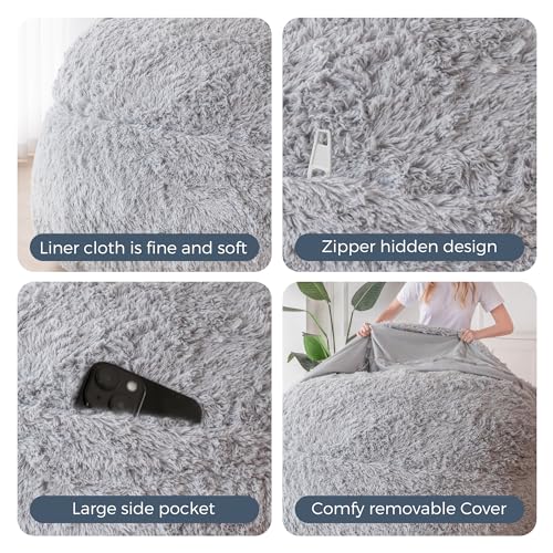 Giant Bean Bag Chair Bed for Adults, Convertible Floor Sofa Mattress R473823