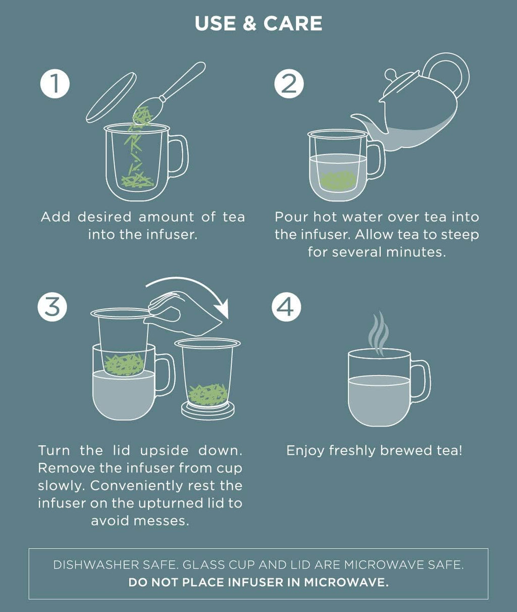 Insulated Glass Tea Mug with Loose Leaf Infuser and Lid L940599