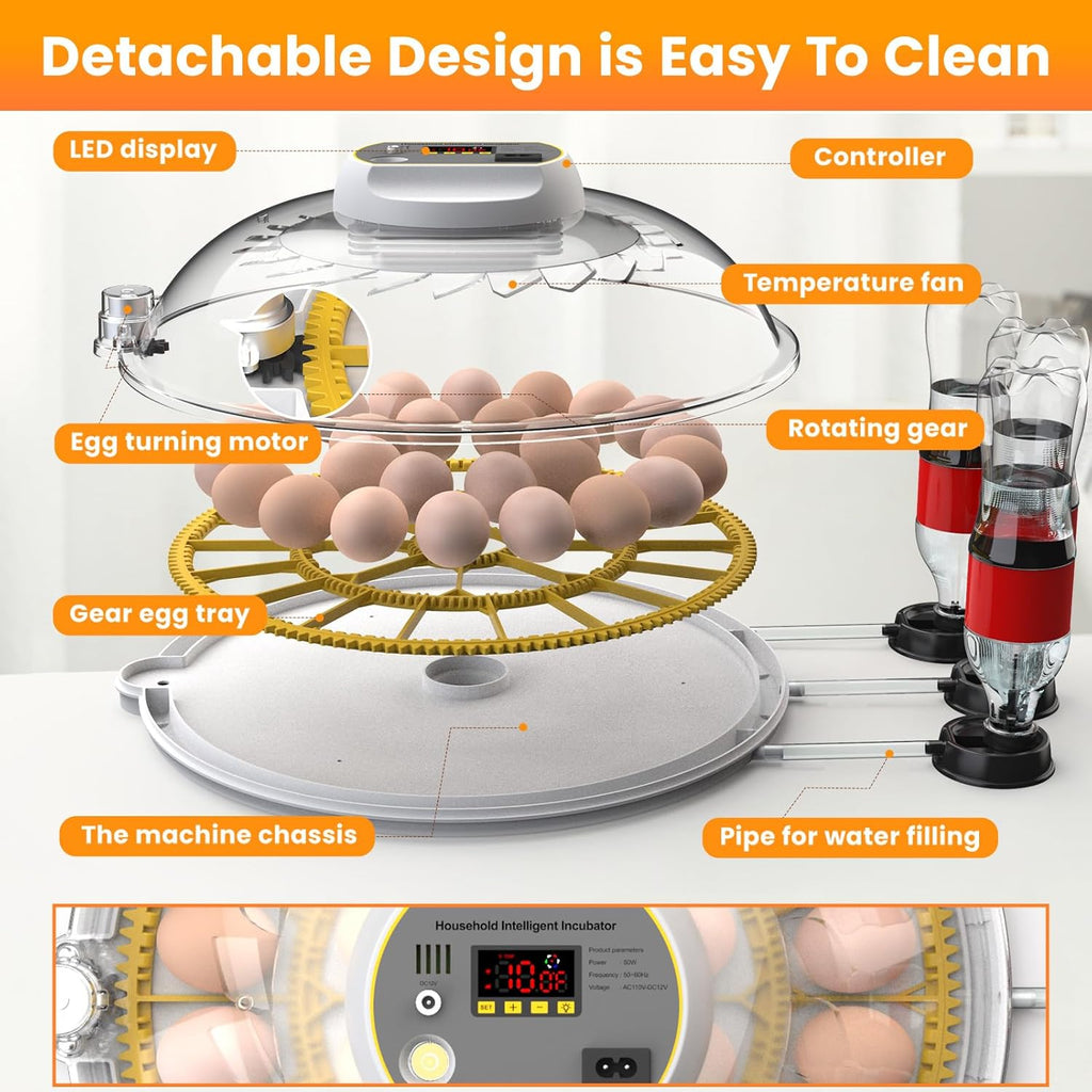 Egg Incubator with Automatic Turning and Water Adding, 18-60 Eggs C20210