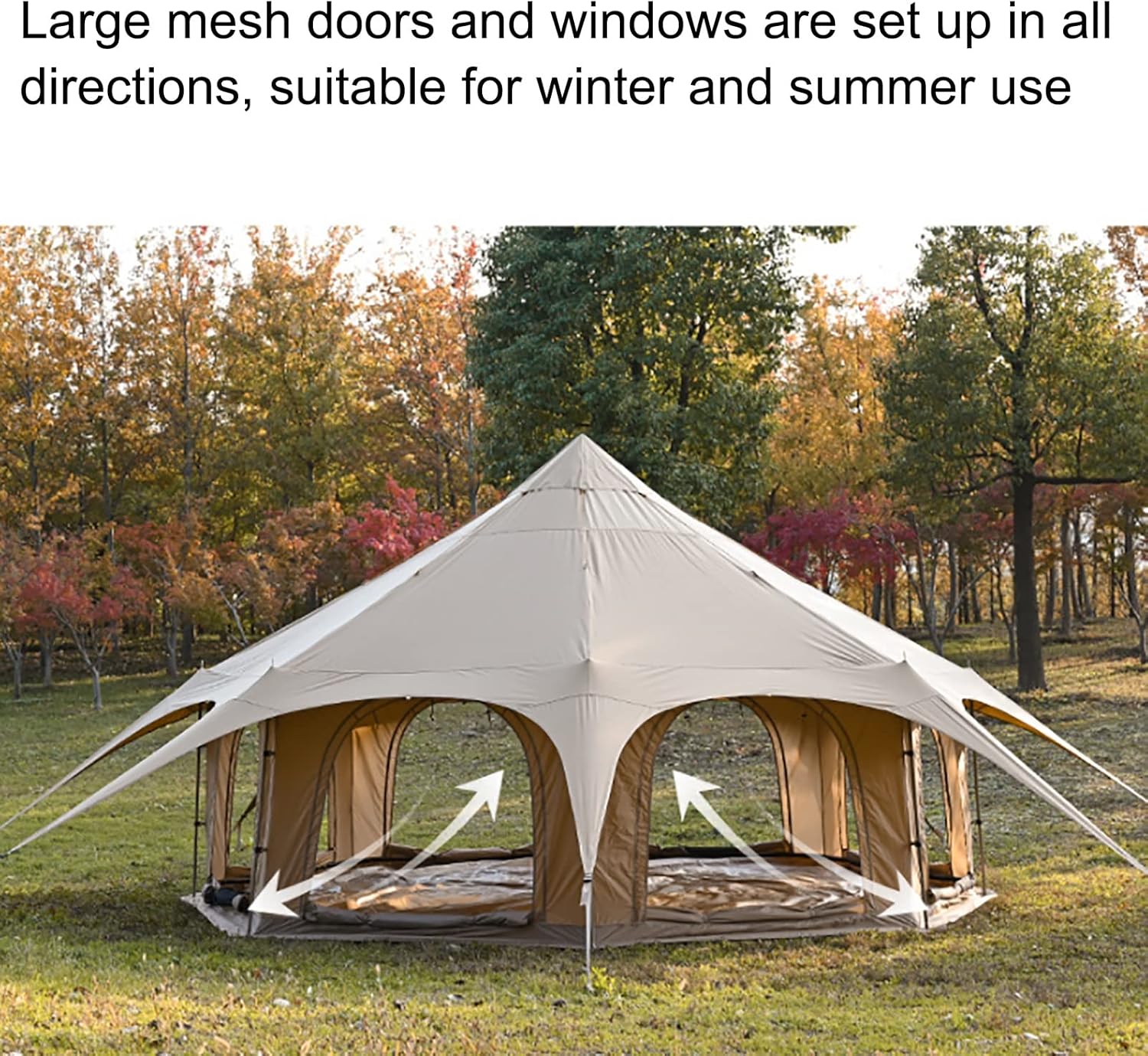 Waterproof Cotton Canvas Bell Tent for 8-10 Person Family Camping B4966