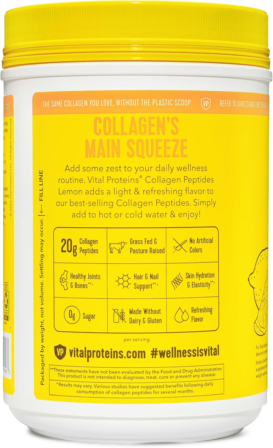 Collagen Peptides Powder, Lemon, 26.5 oz D74526