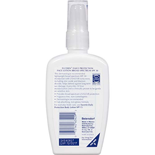 Daily Protection Face Lotion SPF 30 Sunscreen for Sensitive Dry Skin, Fragrance Free, 4 Fl Oz Z648318