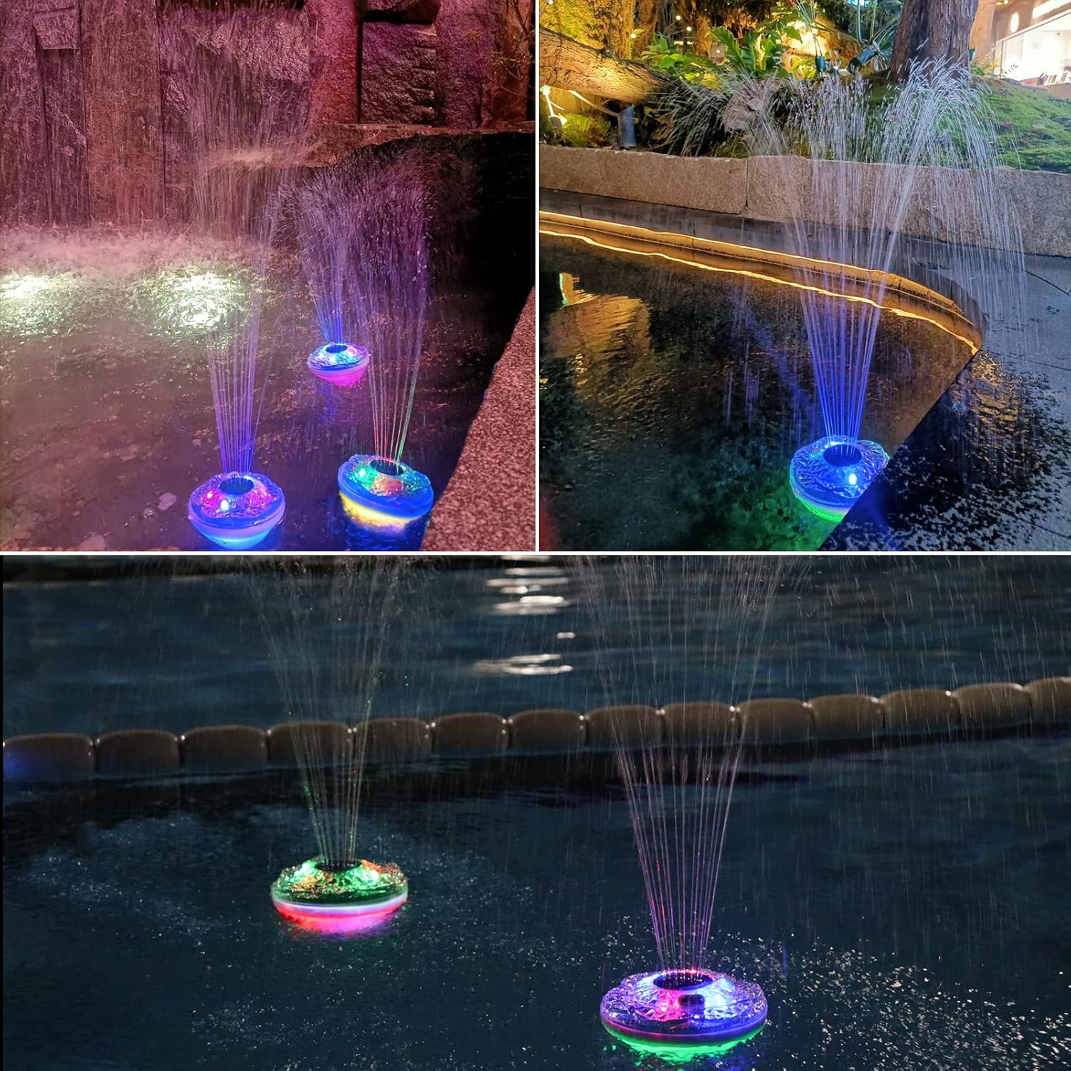 Floating Pool Fountain with Light Show, Rechargeable, IP68 Waterproof Z943