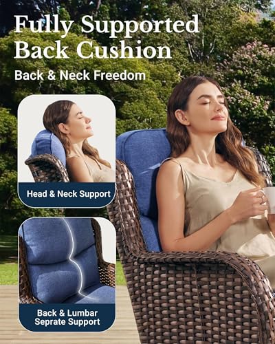 Outdoor Wicker Conversation Set with Cushions, 7 Pieces P4930