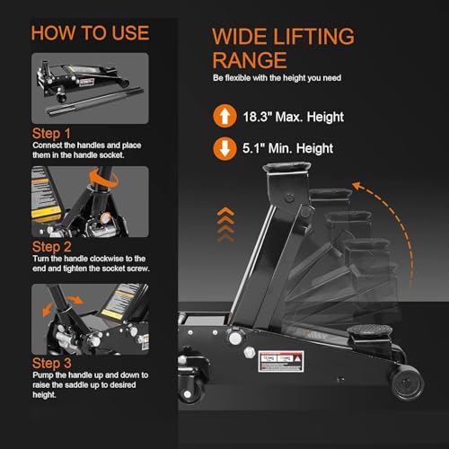 2.5 Ton Trolley Jack with Carrying Case Hydraulic Low Profile Floor Jack for Cars C877326