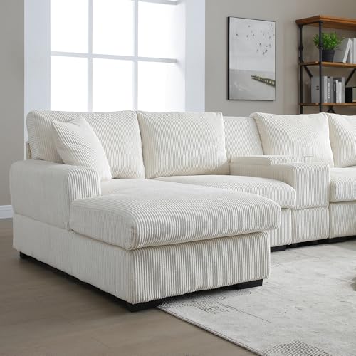 Modular Sectional Sofa with Ottoman, U-Shaped Lounge Couch H930