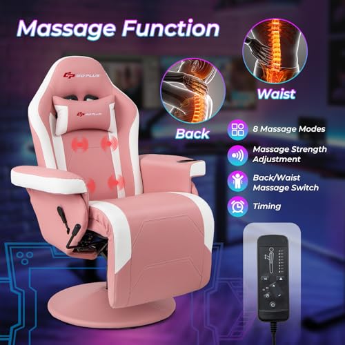 Massage Gaming Chair with Adjustable Backrest and Footrest G669073