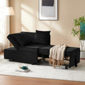 Sofa Bed 4-in-1 Convertible Pull Out Couch, Velvet Love seat Couch Sleeper Chair Bed with 2 Throw Pillow, Single Recliner with 5 Adjustable Backrests for Living Room Apartment Small Space, Dark Grey