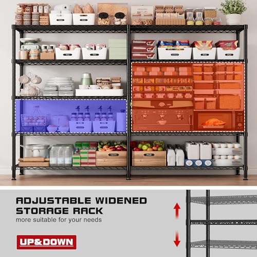 Metal Storage Shelving Unit 5-Tier Heavy Duty Adjustable Wire Shelves F25196