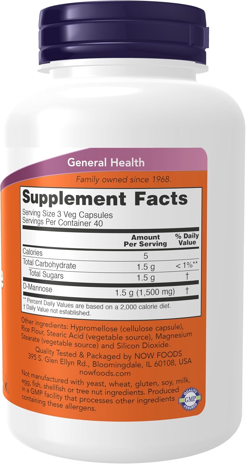 D-Mannose 500 mg, Non-GMO, Urinary Tract Support, 120 Veg Capsules M662