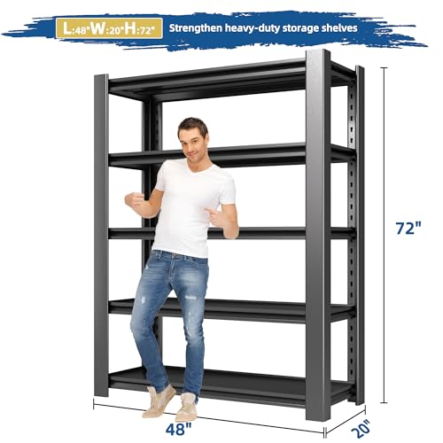 Heavy Duty Garage Shelving Unit, 5-Tier Adjustable Metal Storage Rack Y532