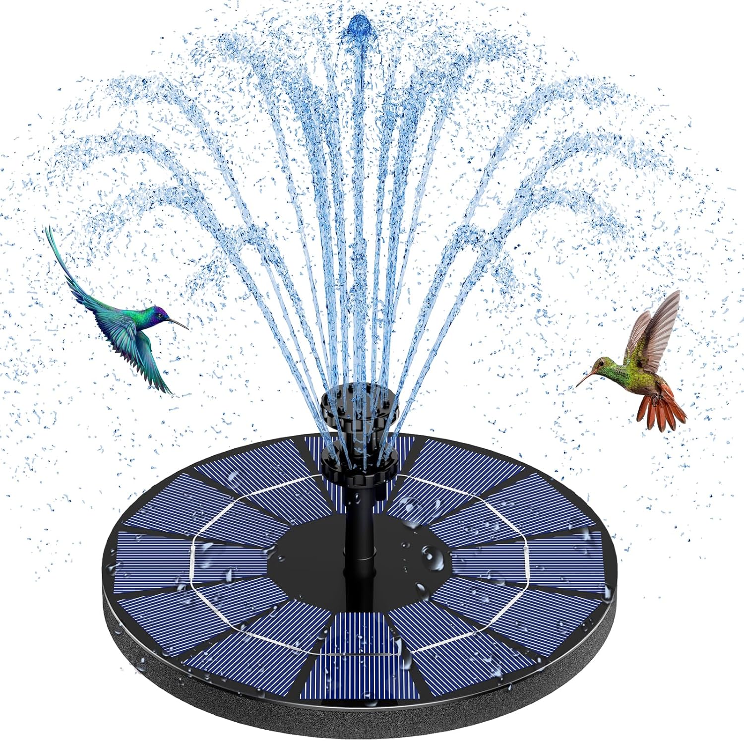 AISITIN 3.5W Solar Fountain Pump Built-in 1500mAh Battery, Solar Bird Bath Fountain with 6 Nozzles, Solar Floating Water Fountain Pump for Bird Bath, Fish Tank, Pond, Pool, Garden and Outdoor