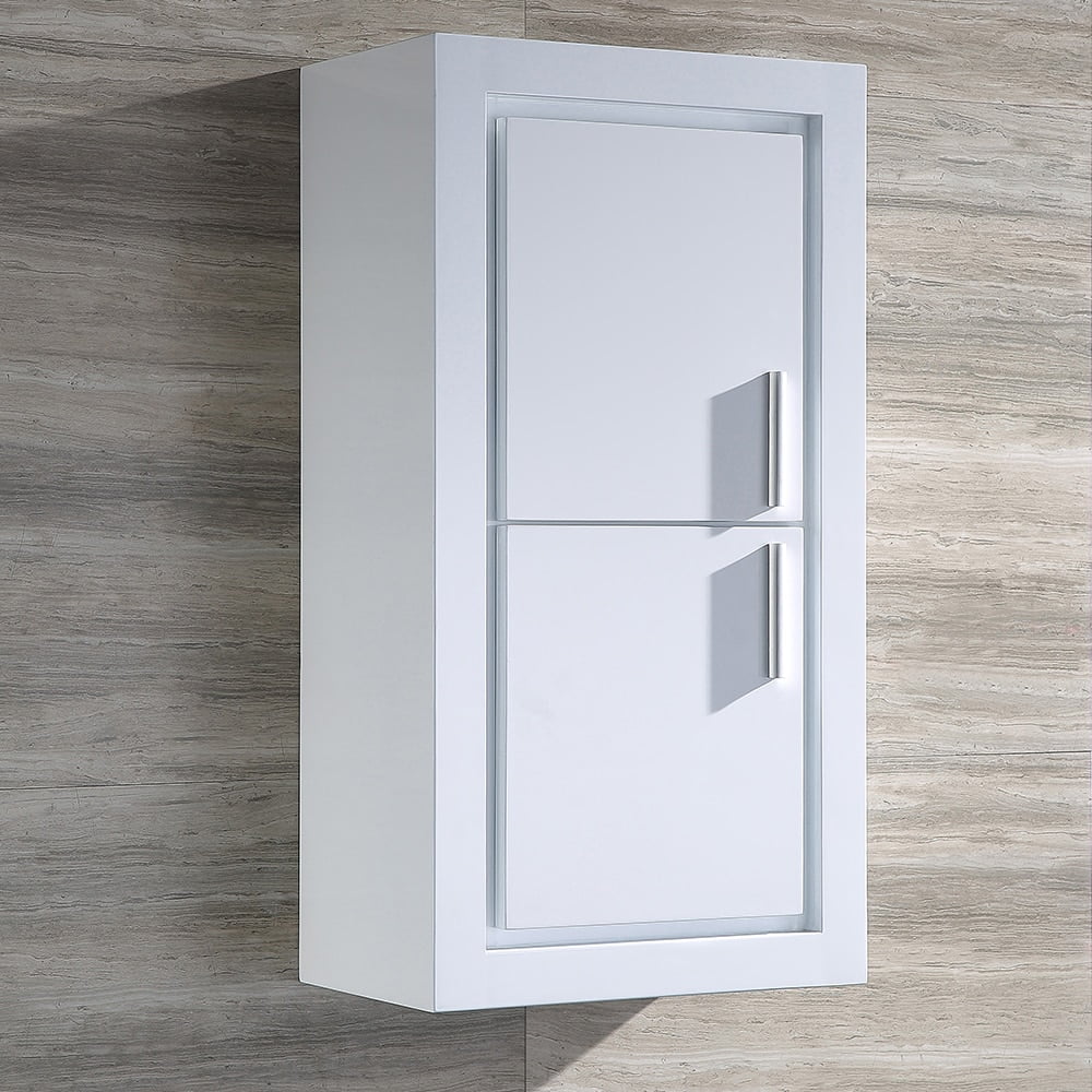White Bathroom Linen Side Cabinet with 2 Doors Y548977