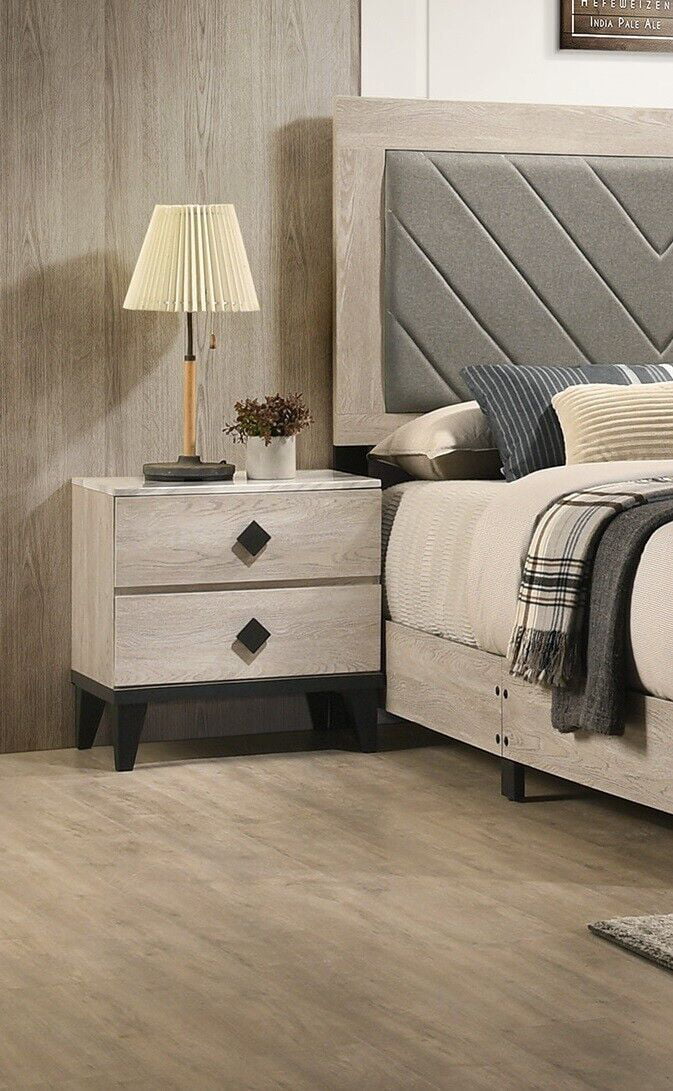 Cream Color Dresser Mirror with Nightstands and Chest Bedroom Set N23014