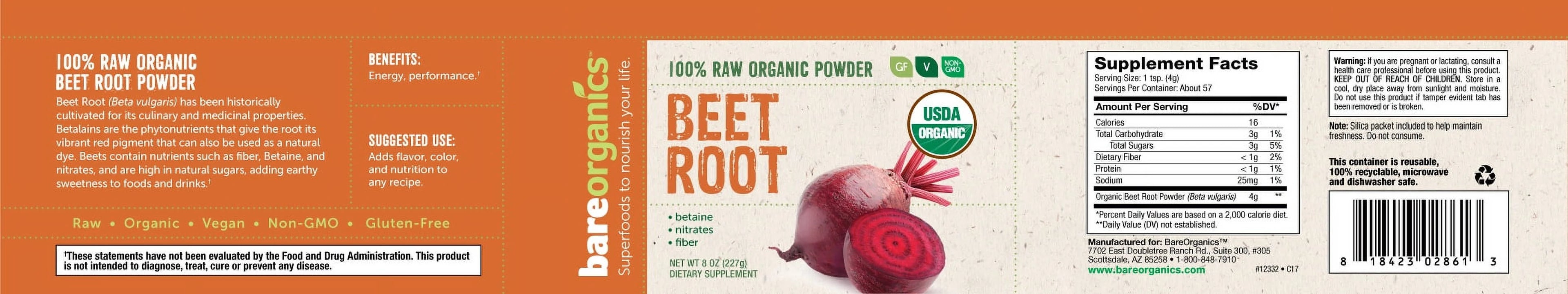 Organic Beet Root Powder 8oz P66802