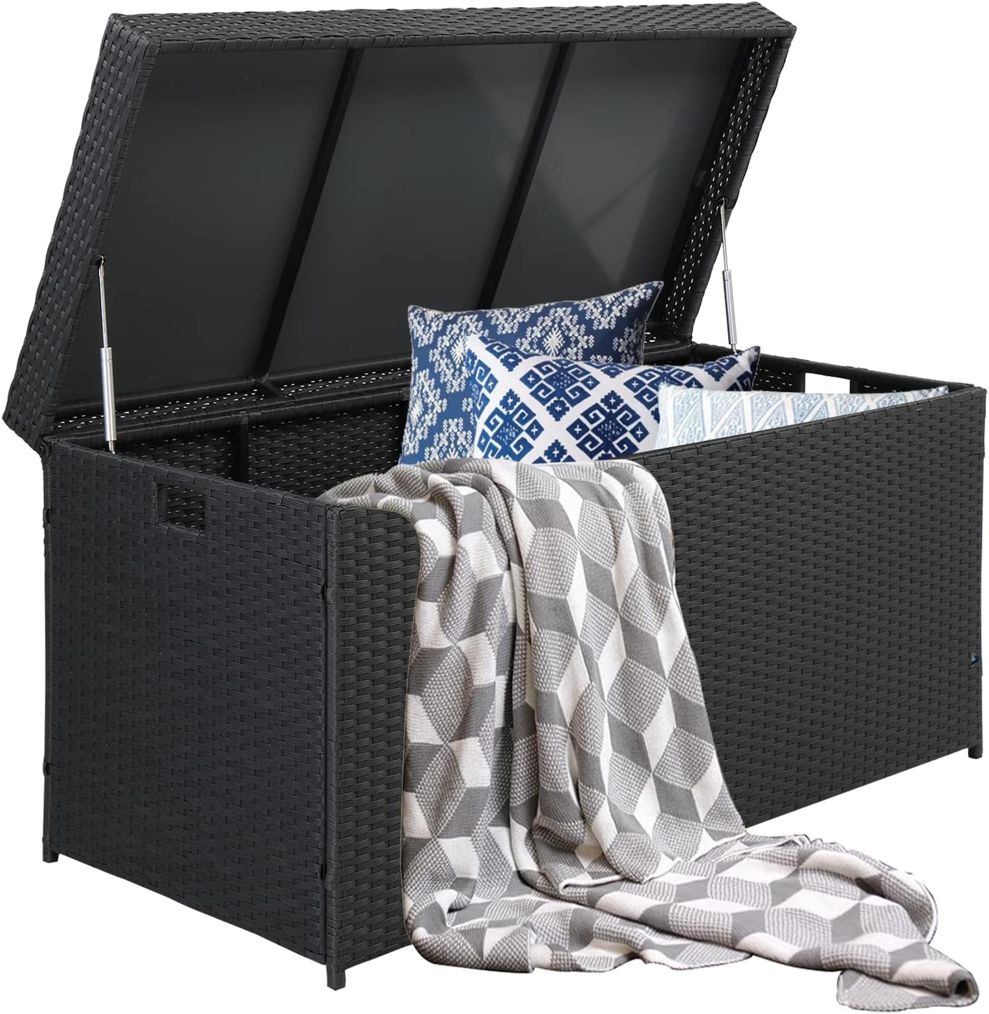 Large Deck Box with Lid - Weather Resistant Outdoor Storage Container for Toys and Tools T398