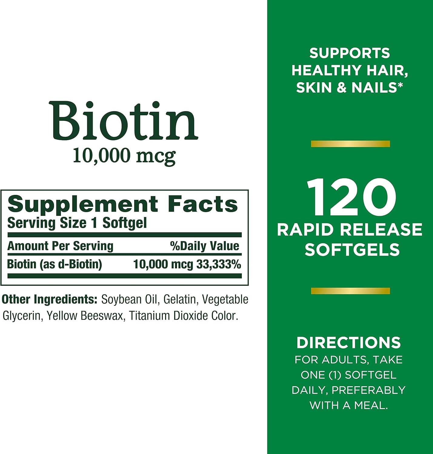 Biotin 10000 mcg Rapid Release Softgels, 120 Count U30424