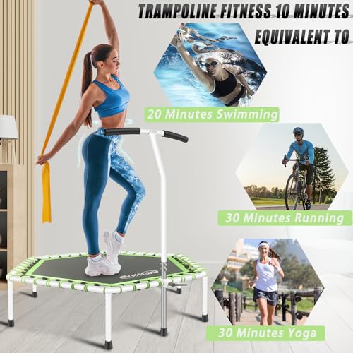 Fitness Trampoline with Adjustable Handle Bar, Bungee Rebounder for Adults W331187