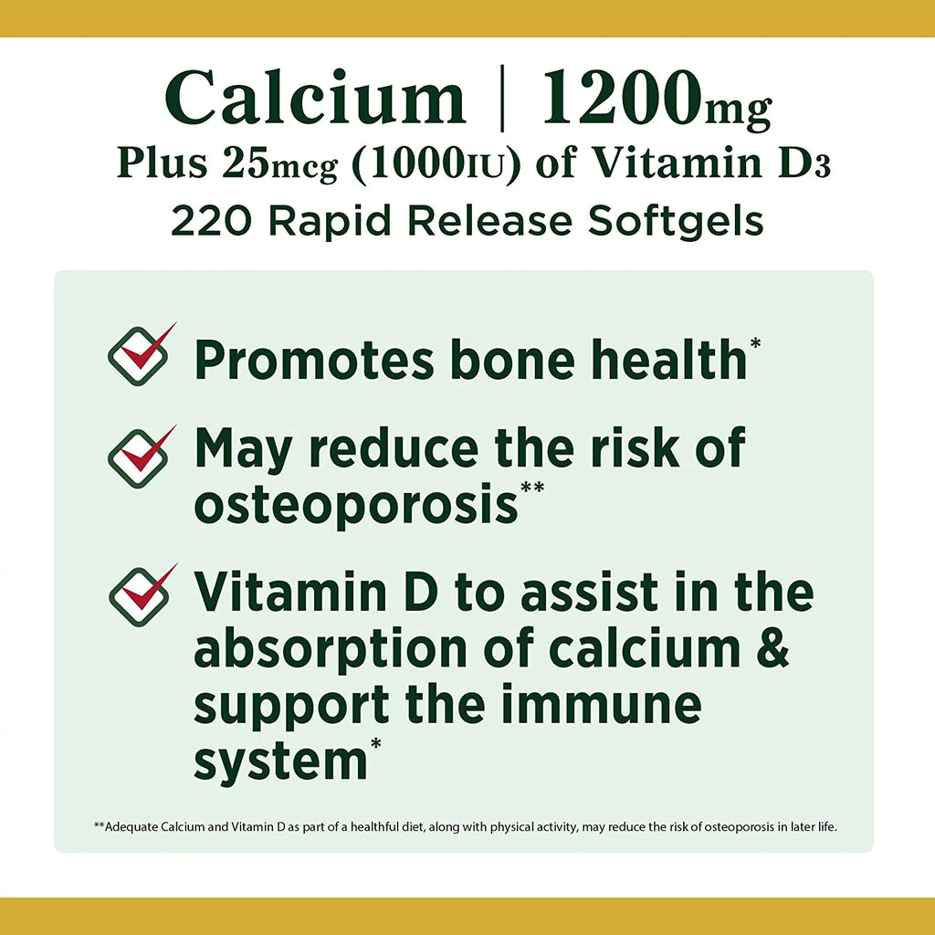Calcium 1200mg with Vitamin D3 Softgels, 220 Count (Pack of 3) L24847