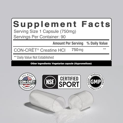 Creatine HCl Capsules for Muscle and Cognitive Support, 90 Count C8090