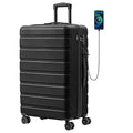 AnyZip 21" Carry On Luggage and 14" Mini Cosmetic Cases Luggage Set Hardside PC ABS Lightweight USB Suitcase with Wheels TSA (2-Piece Set (14/21),White)