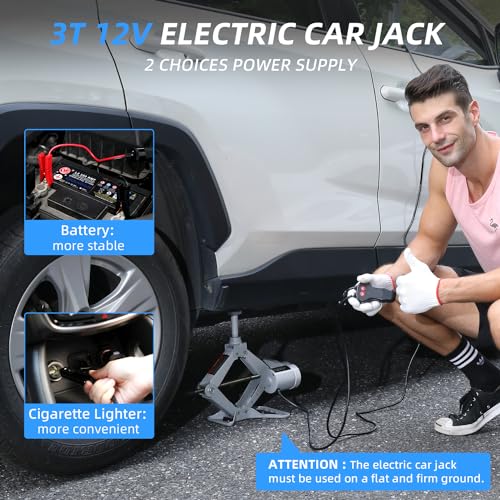 Electric Car Jack 3T Scissor Floor Jack Set 12V Automatic Vehicle Lift Kit for Tire Change L9182