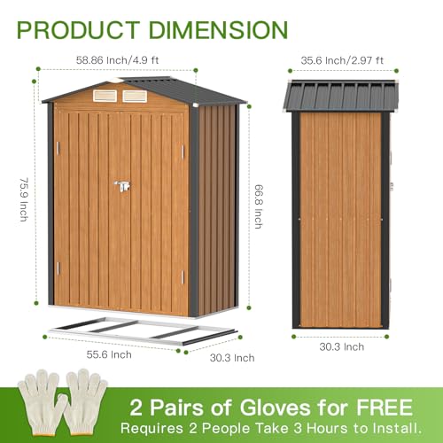 Metal Storage Shed 5x3 ft with Lockable Door for Garden and Backyard B82351