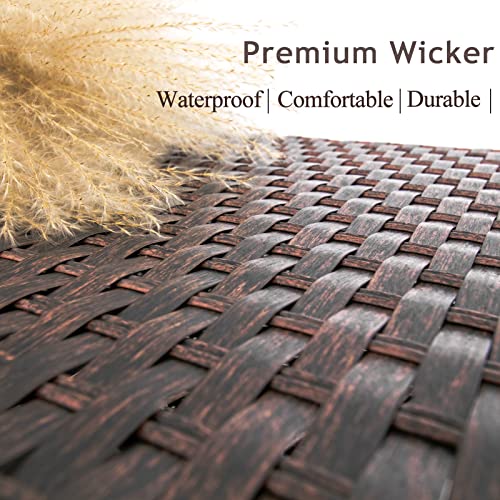 Outdoor Wicker Patio Side Table with Glass Top P11489