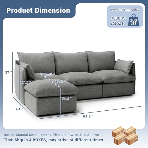 Modular Sectional Sofa, Waterproof Down Filled, Dark Gray C7587