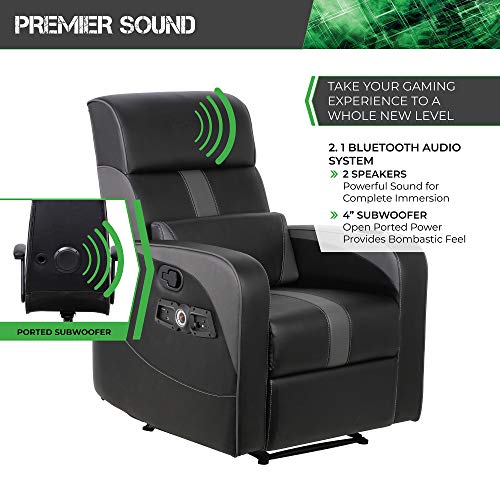 Recliner Gaming Chair with Bluetooth Audio, Headrest Speakers, Footrest and Cupholder M149
