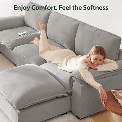 L Shaped Sectional Sofa Chenille Fabric for Living Room N6790