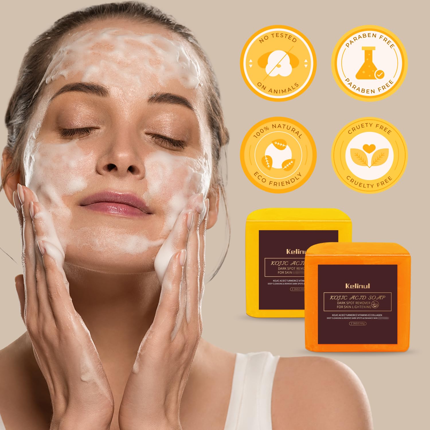 Kojic Acid Soap Bars for Dark Spots, Face and Body, 9 oz, 4 Count S674