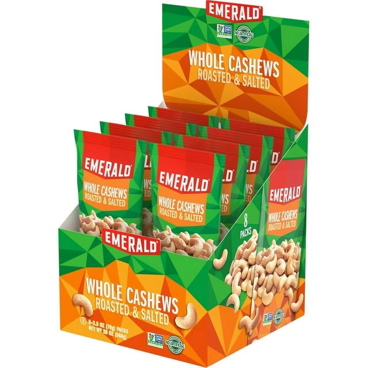 Roasted & Salted Whole Cashews, 8 Count Box, 20 oz, Pack of 6 F499683