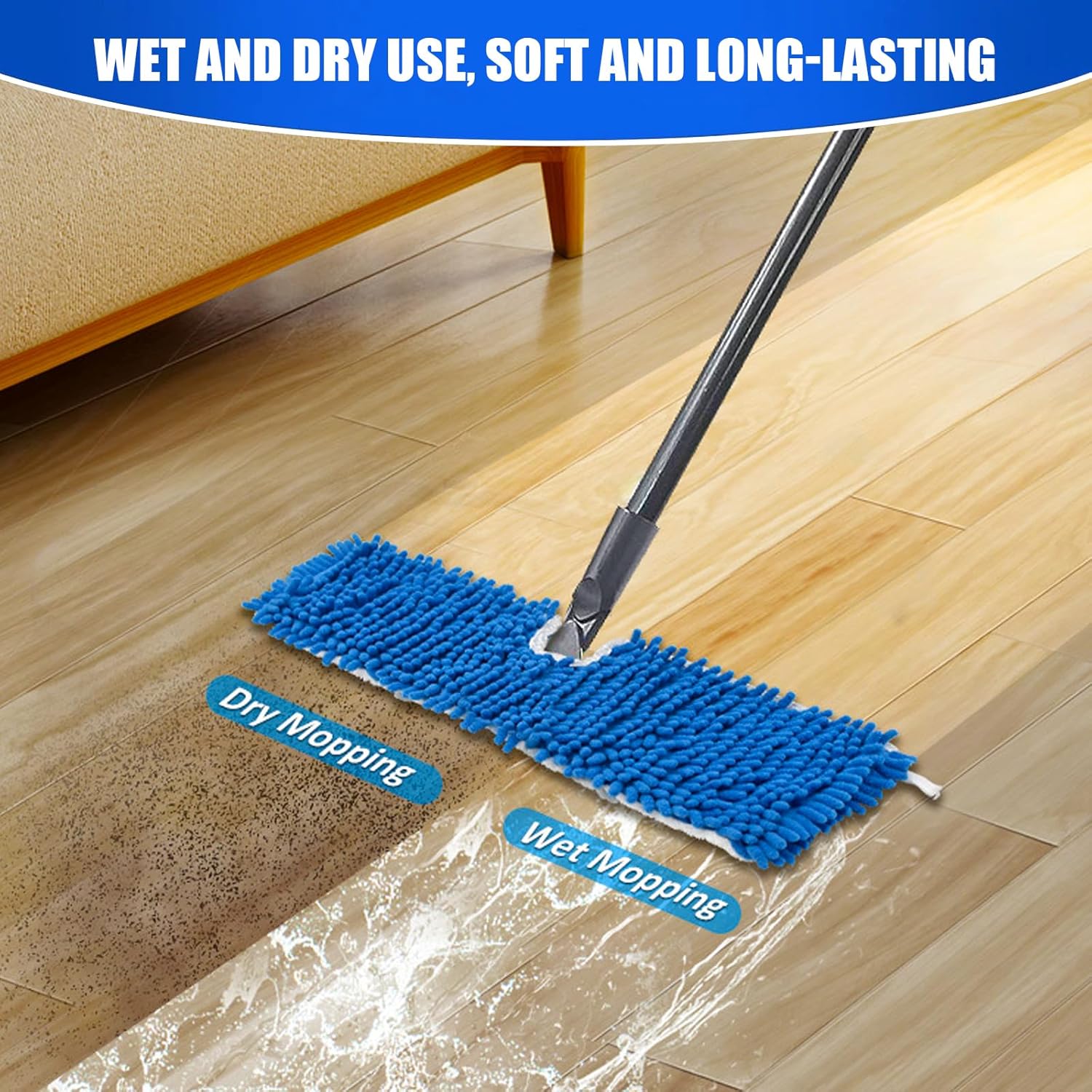 Microfiber Mop Refills 2 Pack, Reusable Replacement Heads for Wet & Dry Use V599