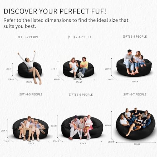Bean Bag Chair for Adults 3FT, Soft Removable Cover, Light Gray X3039