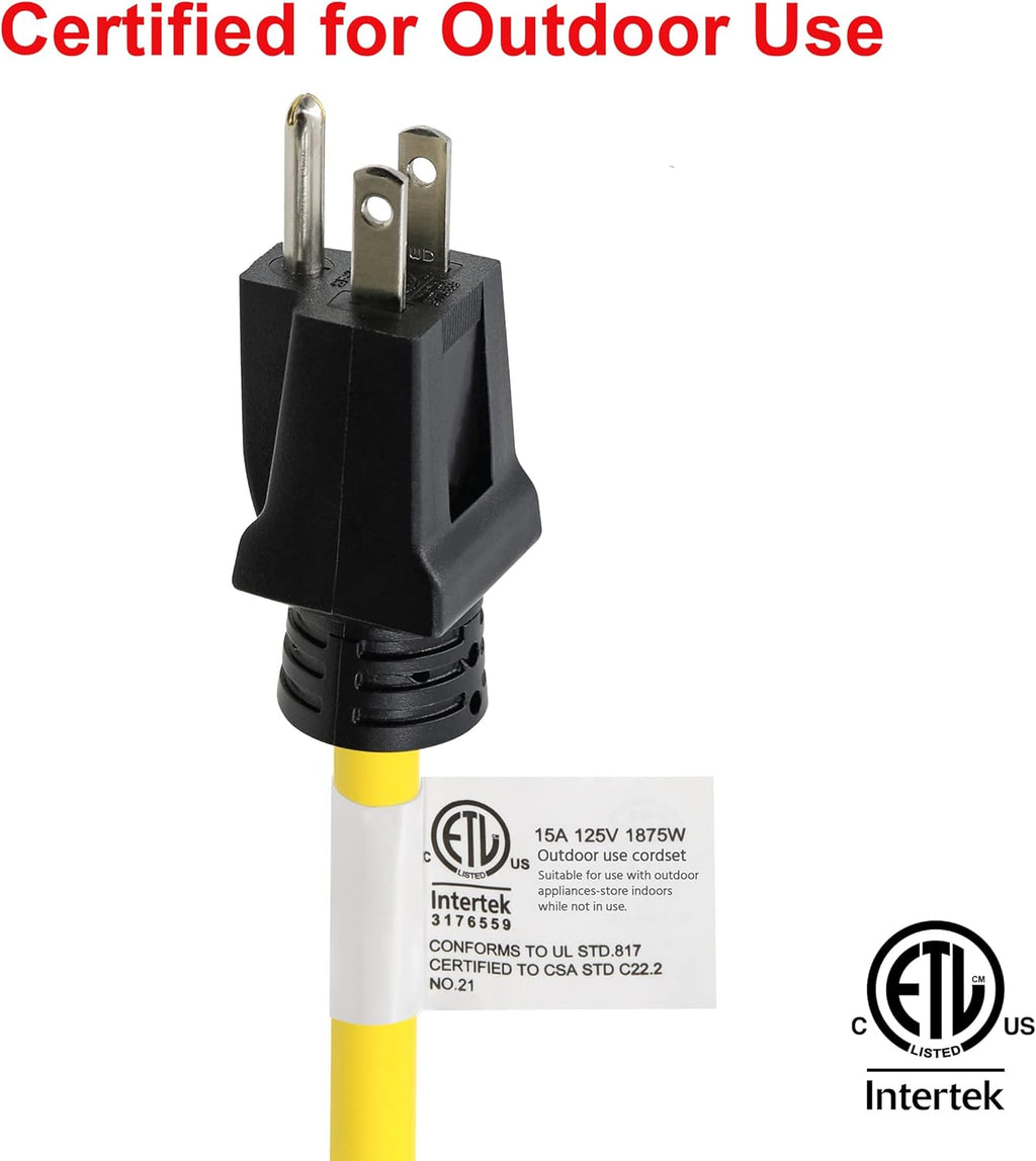 Heavy Duty Outdoor Extension Cord 50 ft, Weather Resistant, 3 Prong Grounded Plug I50867