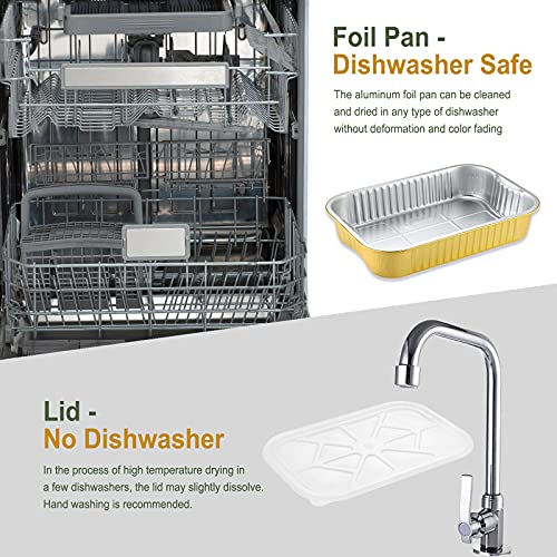 Aluminum Foil Pans with Lids and Handle, 5 Pack H6974