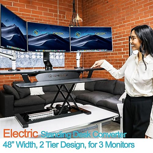 Electric Standing Desk Converter, Height Adjustable Sit to Stand Riser, Dual Monitor Workstation, Black Z74939